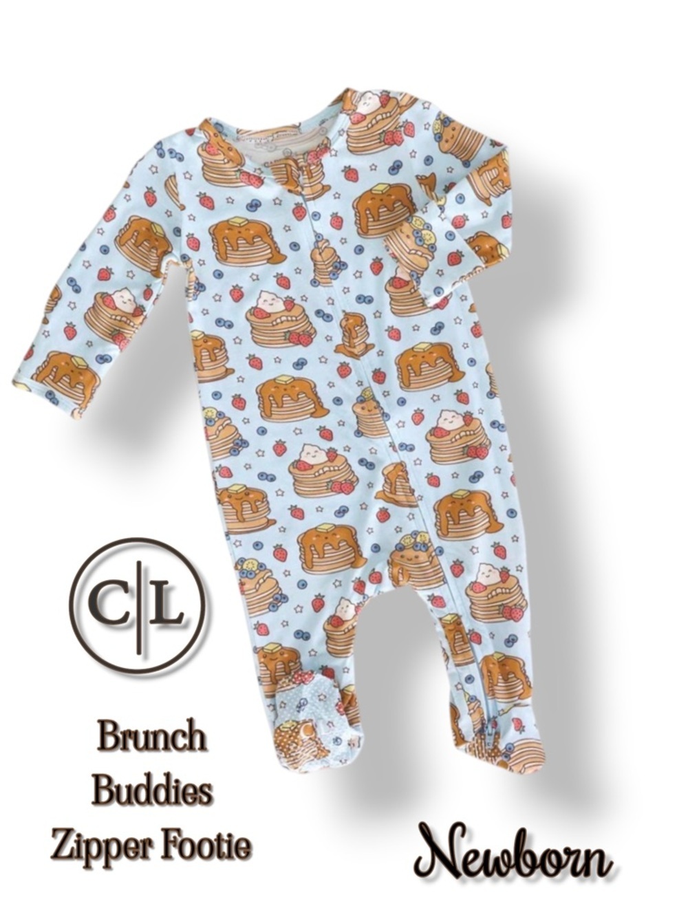 Caden Lane Brunch Buddies Zipper Footie Size Newborn
